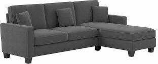 Bush Business Furniture Sectional Sofas - 102W Sectional Couch with Reversible Chaise Lounge Charcoal Gray Herringbone Fabric