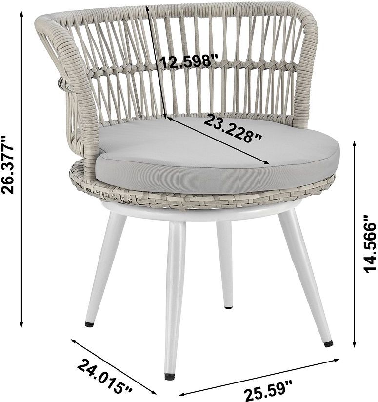 Manhattan Comfort Outdoor Conversation Sets - Monaco Patio 2- Person Seating Group with End Table with Grey Cushions
