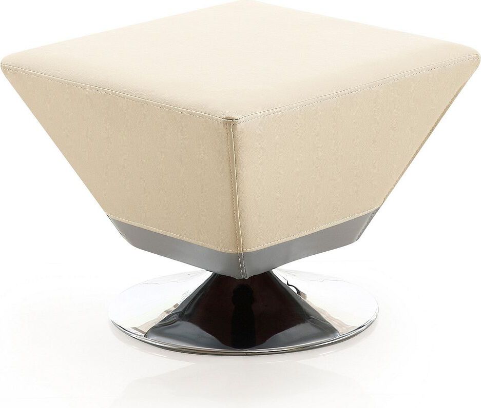 Manhattan Comfort Ottomans & Stools - Diamond Tan & Polished Chrome Swivel Ottoman