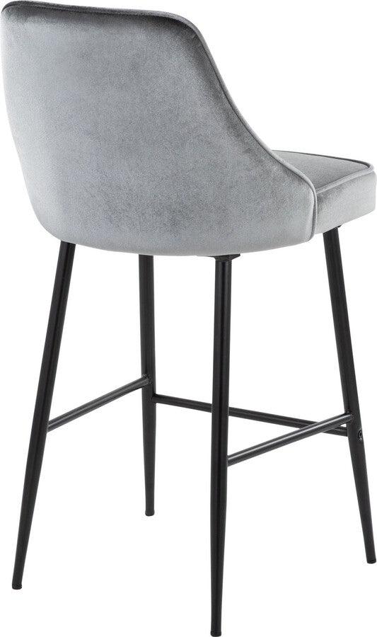 Lumisource Barstools - Marcel 25" Counter Stool In Black Metal & Blue Velvet (Set of 2)