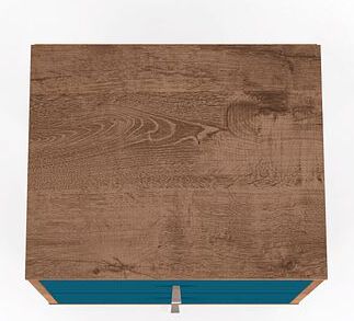 Manhattan Comfort Nightstands & Side Tables - Liberty Nightstand 2.0 in Rustic Brown and Aqua Blue