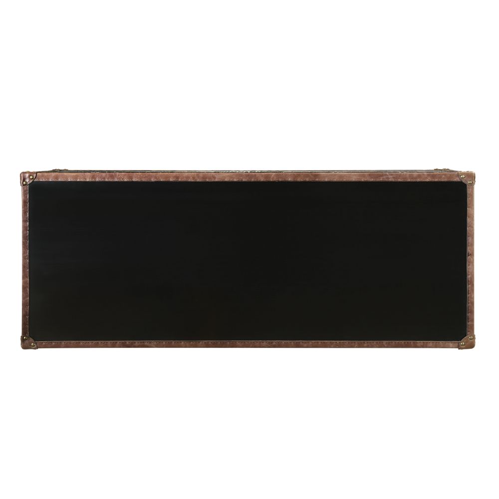 ACME Furniture TV & Media Units - Brancaster Console Table, Top Grain Leather & Aluminum
