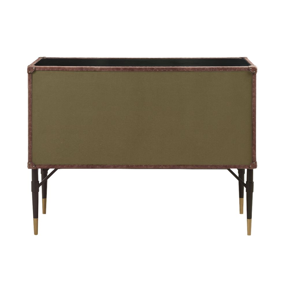 ACME Furniture TV & Media Units - Brancaster Console Table, Top Grain Leather & Aluminum