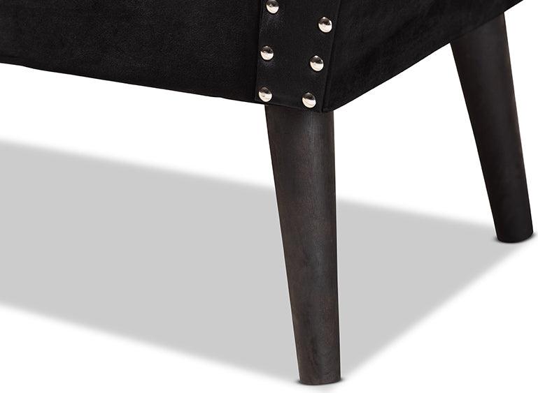 Wholesale Interiors Benches - Hanayo Contemporary Glam and Luxe Black Velvet Fabric Upholstered Black Finished Wood Bench