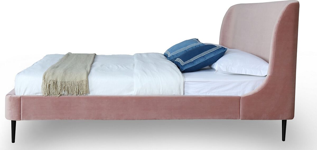Manhattan Comfort Beds - Heather Queen Bed in Blush and Black Legs