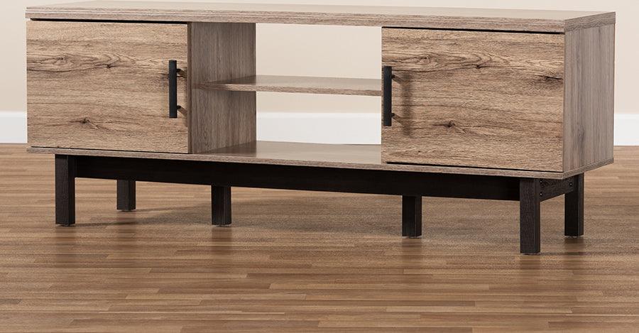Wholesale Interiors TV & Media Units - Arend Modern and Contemporary Two-Tone Oak and Ebony Wood 2-Door TV Stand