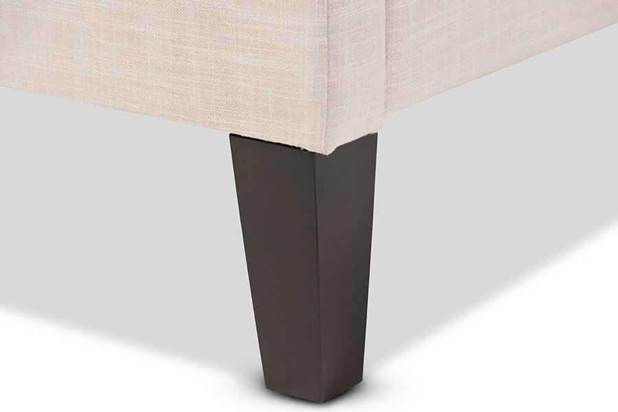 Wholesale Interiors Beds - Lancashire Beige Linen Fabric Upholstered Full Size Bed Frame With Tapered Legs