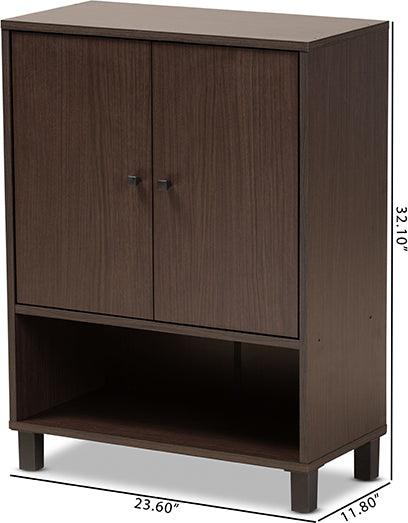 Wholesale Interiors Shoe Storage - Rossin Dark Brown Finished Wood 2-Door Entryway Shoe Storage Cabinet with Bottom Shelf