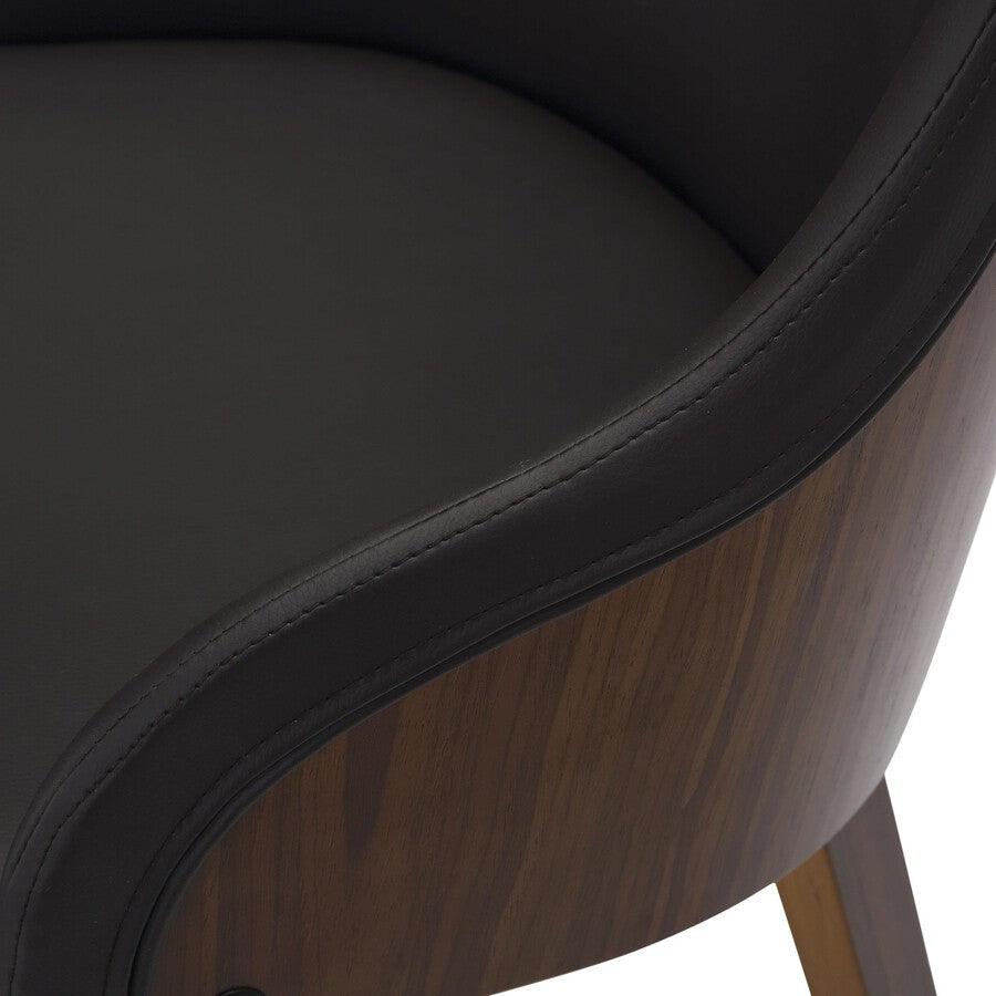 Lumisource Dining Chairs - Bacci Dining/Accent Chair In Walnut Wood & Brown Faux Leather