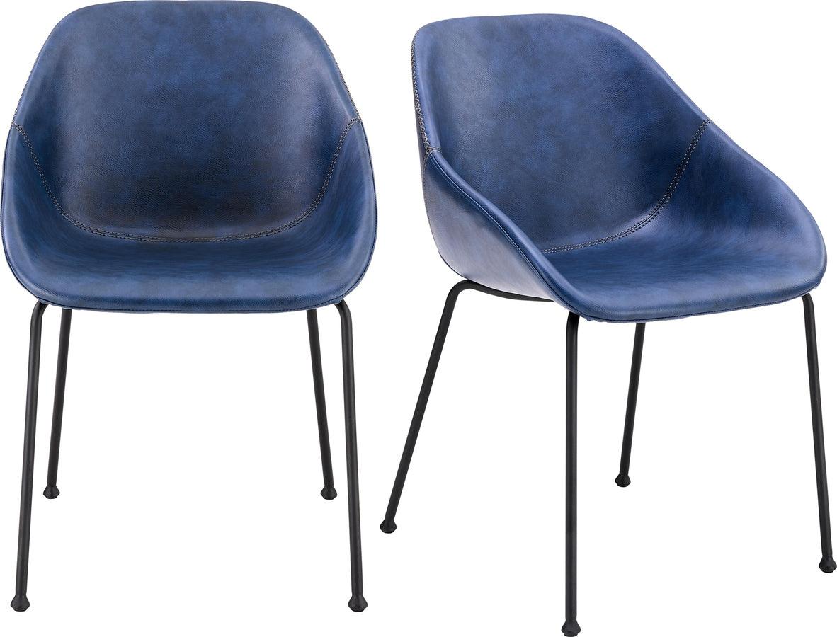Euro Style Dining Chairs - Corinna Side Chair in Vintage Dark Blue - Set of 2