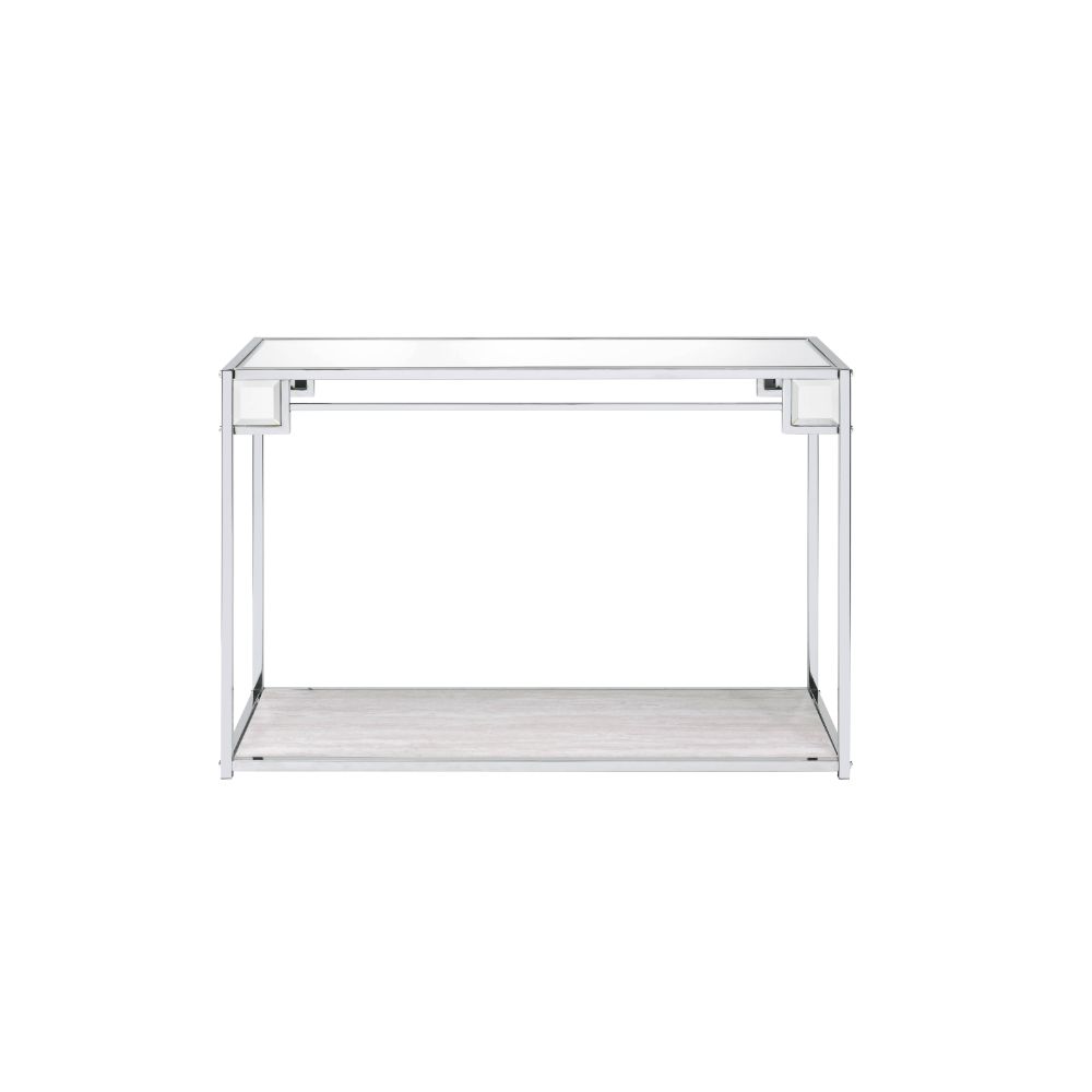 ACME Consoles - ACME Asbury Console Table, Mirrored, Chrome