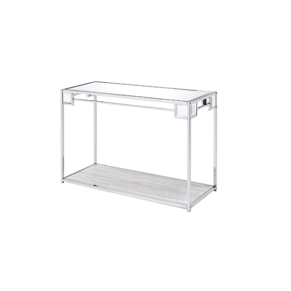 ACME Furniture Coffee Tables - ACME Asbury Console Table, Mirrored, Chrome