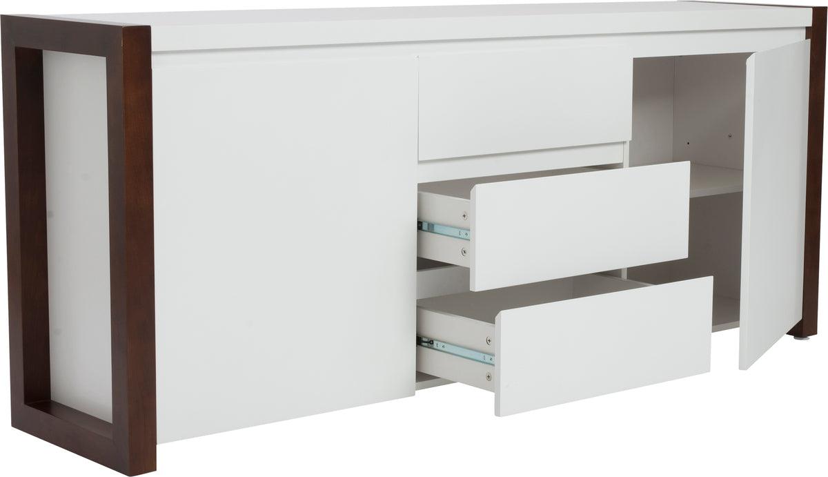 Euro Style Buffets & Cabinets - Manon Sideboard Matte White & Dark Walnut