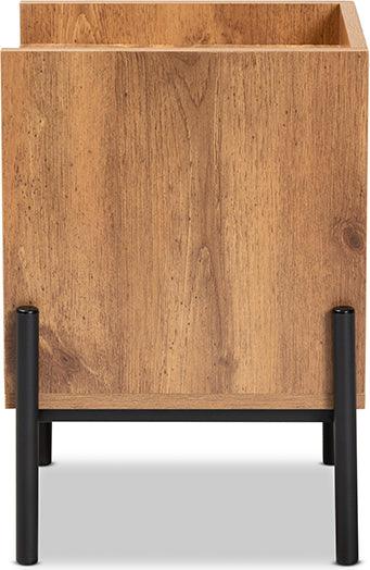 Wholesale Interiors Side & End Tables - Tasman Modern and Contemporary Natural Brown Finished Wood and Black Metal End Table