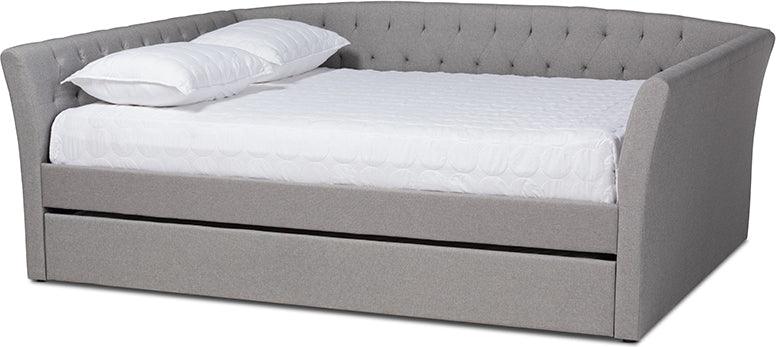 Wholesale Interiors Daybeds - Delora Light Grey Fabric Upholstered Full Size Daybed With Roll-Out Trundle Bed