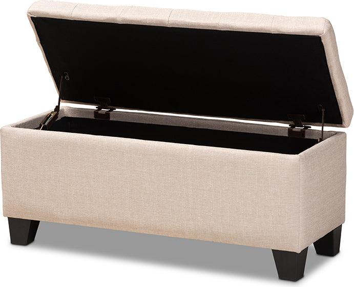 Wholesale Interiors Ottomans & Stools - Fera Modern And Contemporary Beige Fabric Upholstered Storage Ottoman