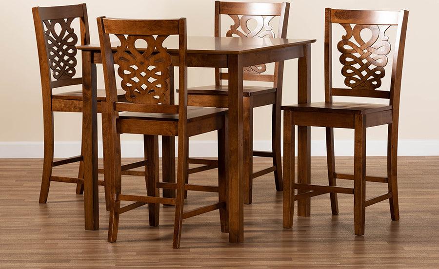 Wholesale Interiors Dining Sets - Gervais Walnut Brown Finished Wood 5-Piece Pub Set