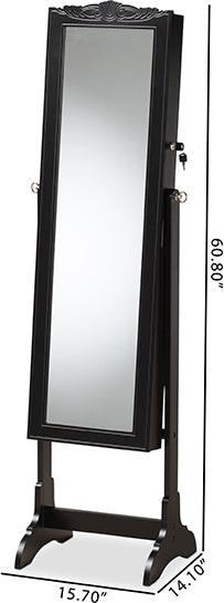 Wholesale Interiors Cabinets & Wardrobes - Madigan Modern and Contemporary Black Finished Wood Jewelry Armoire with Mirror