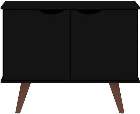 Manhattan Comfort Side & End Tables - Hampton 33.07 Accent Cabinet with 2 Shelves Solid Wood Legs in Black