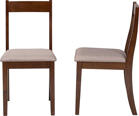 Wholesale Interiors Dining Chairs - Carola Mid-Century Modern Grey Fabric And Brown Finished Wood 2-Piece Dining Chair Set