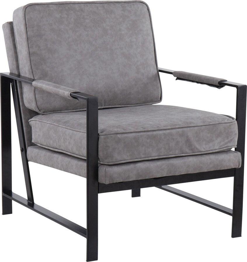 Lumisource Accent Chairs - Franklin Arm Chair 33" Black Steel & Gray PU