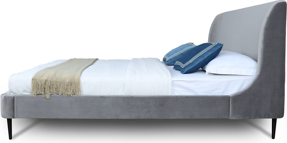 Manhattan Comfort Beds - Heather Queen Bed in Grey and Black Legs