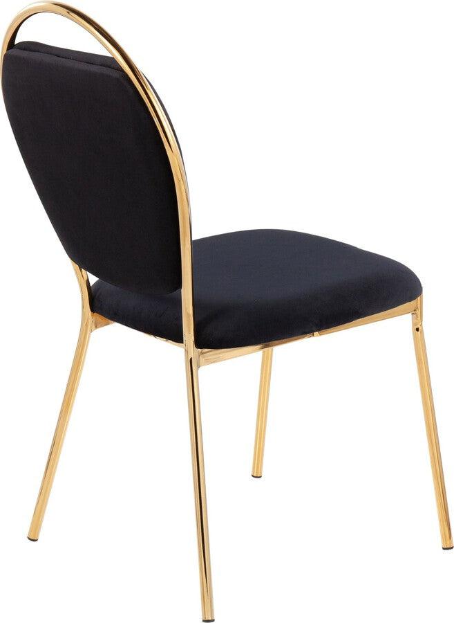 Lumisource Dining Chairs - Keyhole Contemporary/Glam Dining Chair In Gold Metal & Black Velvet (Set of 2)