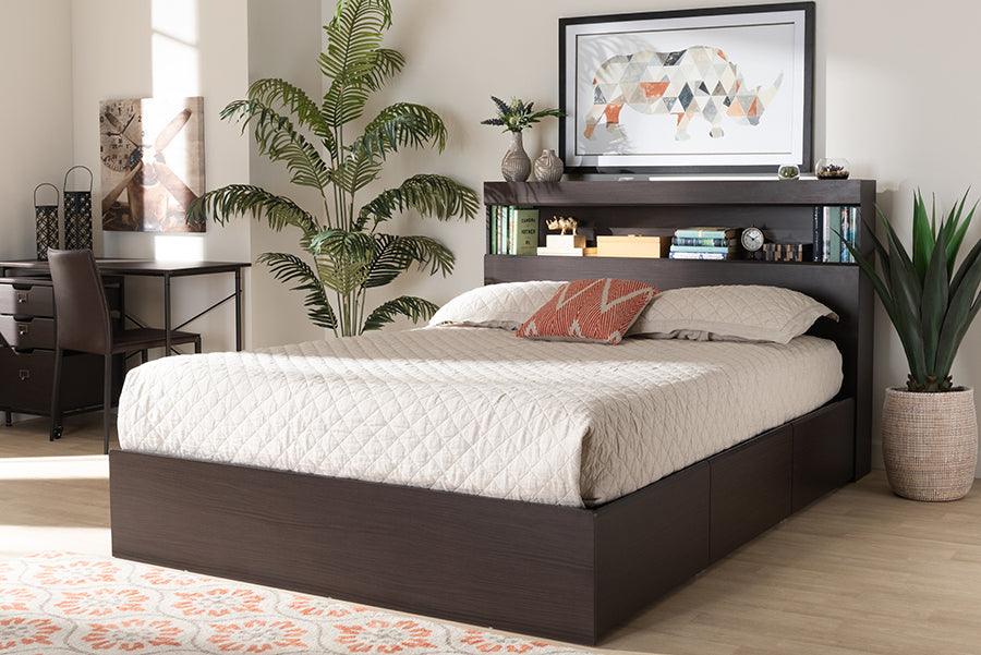 Wholesale Interiors Beds - Blaine Queen Storage Bed Dark brown