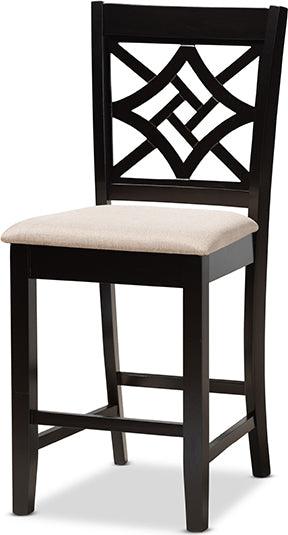 Wholesale Interiors Dining Sets - Nicolette Sand Fabric Upholstered and Dark Brown Finished Wood 5-Piece Pub Set