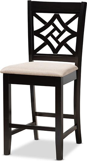 Wholesale Interiors Dining Sets - Nicolette Sand Fabric Upholstered and Dark Brown Finished Wood 5-Piece Pub Set