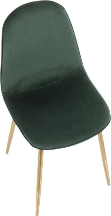 Lumisource Dining Chairs - Pebble Contemporary Chair in Gold Steel and Green Velvet - Set of 2