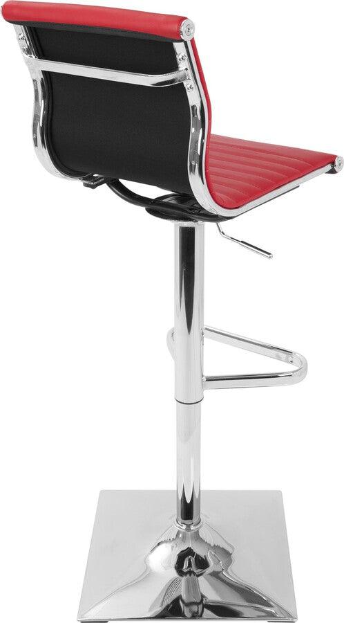 Lumisource Barstools - Masters Contemporary Adjustable Barstool with Swivel in Red Faux Leather