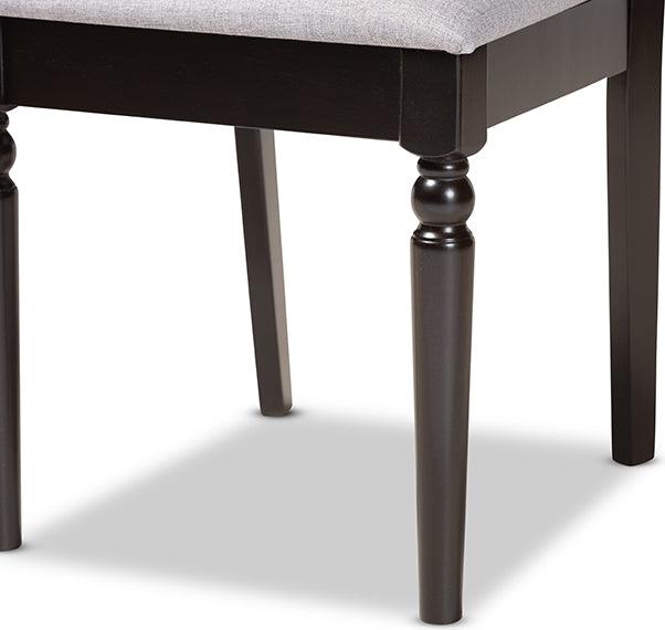 Wholesale Interiors Dining Chairs - Renaud Contemporary Grey Fabric and Brown Wood 2-Piece Dining Chair Set
