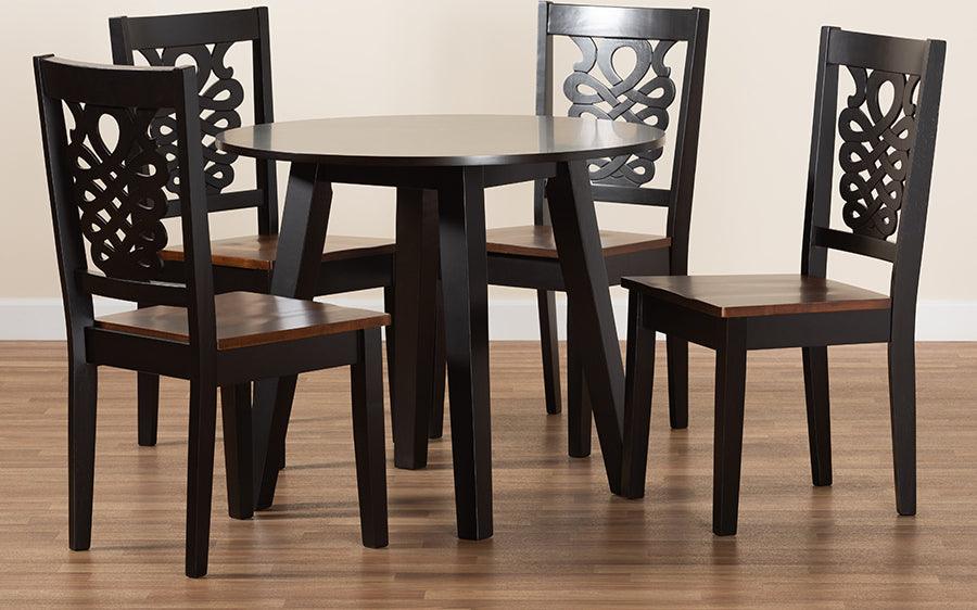 Wholesale Interiors Dining Sets - Mina Two-Tone Dark Brown and Walnut Brown Finished Wood 5-Piece Dining Set