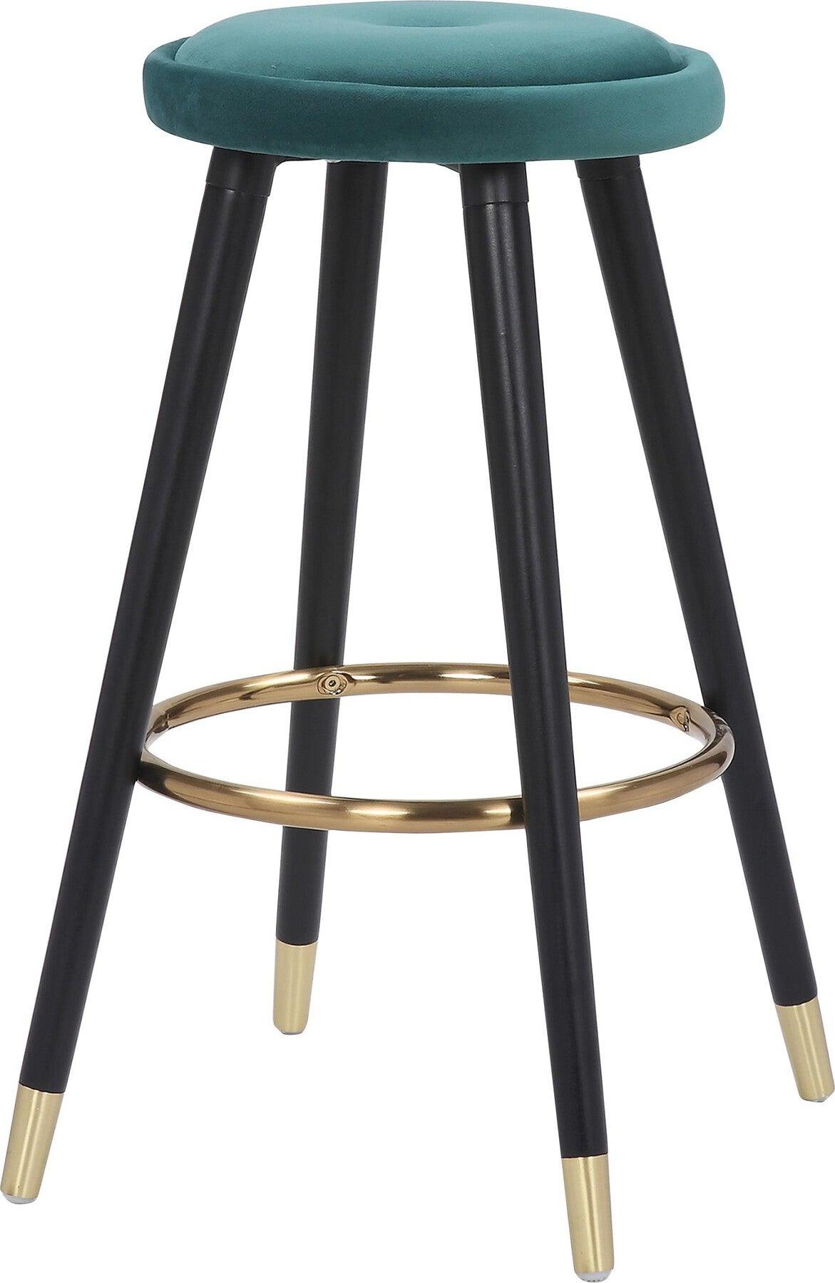 Lumisource Barstools - Cavalier Counter Stool (Set of 2) Black & Green Velvet