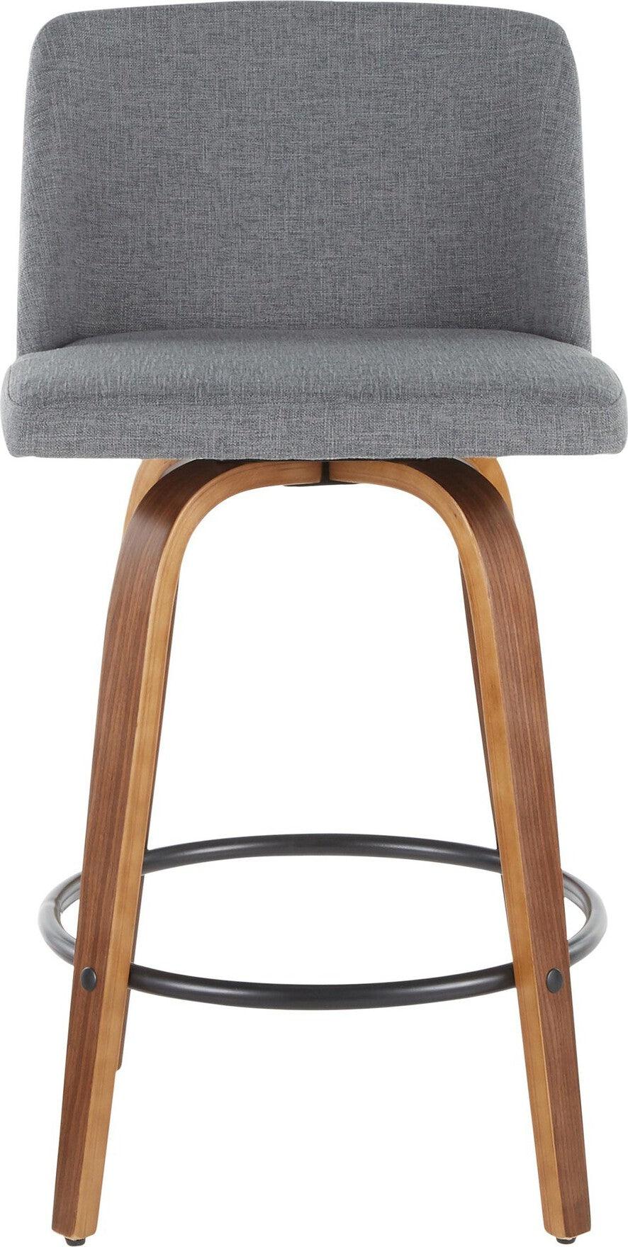 Lumisource Barstools - Toriano Counter Stool Walnut & Gray (Set of 2)