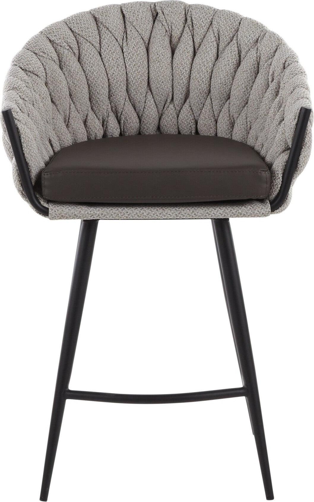 Lumisource Barstools - Braided Matisse Counter Stool Black & Cream & Gray