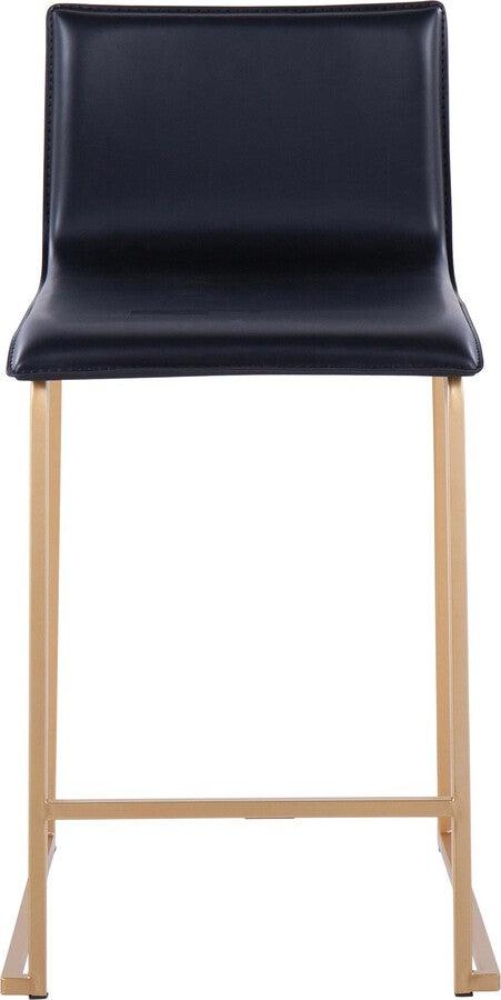 Lumisource Barstools - Mara 26" Counter Stool In Gold Metal & Black Faux Leather (Set of 2)