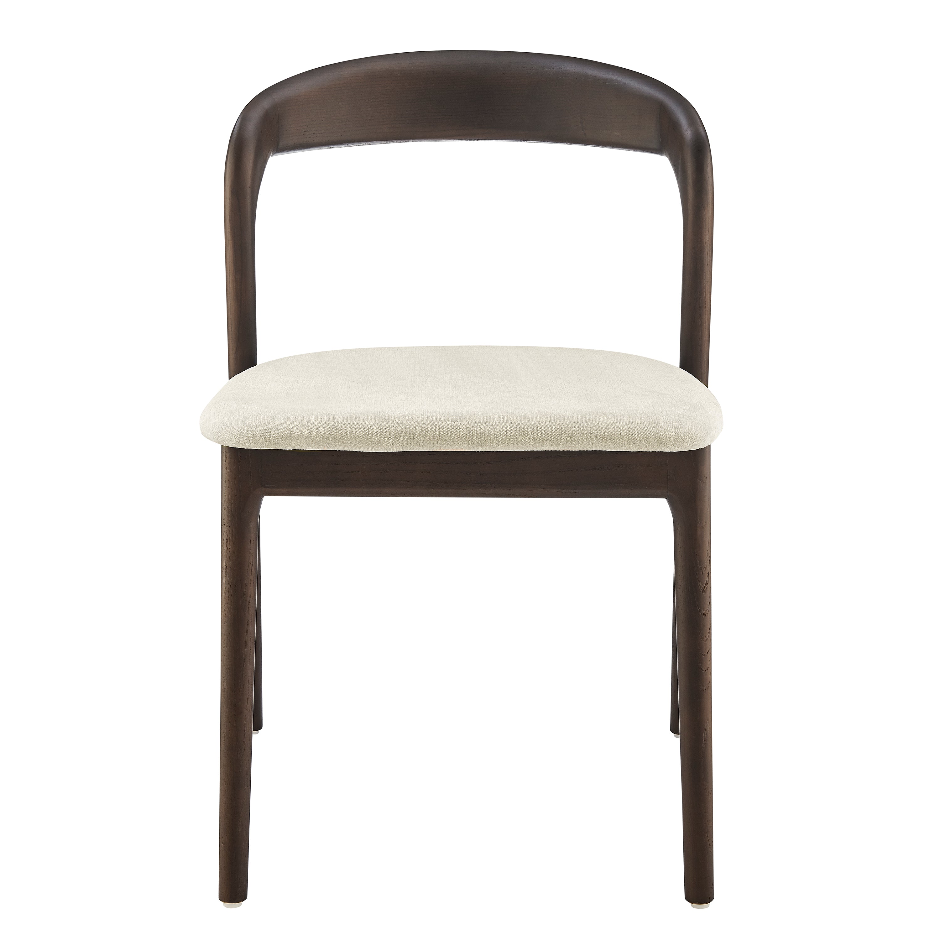 Euro Style Dining Chairs - Estelle Side Chair with Natural Fabric and Dark Walnut Frame - Set of 1