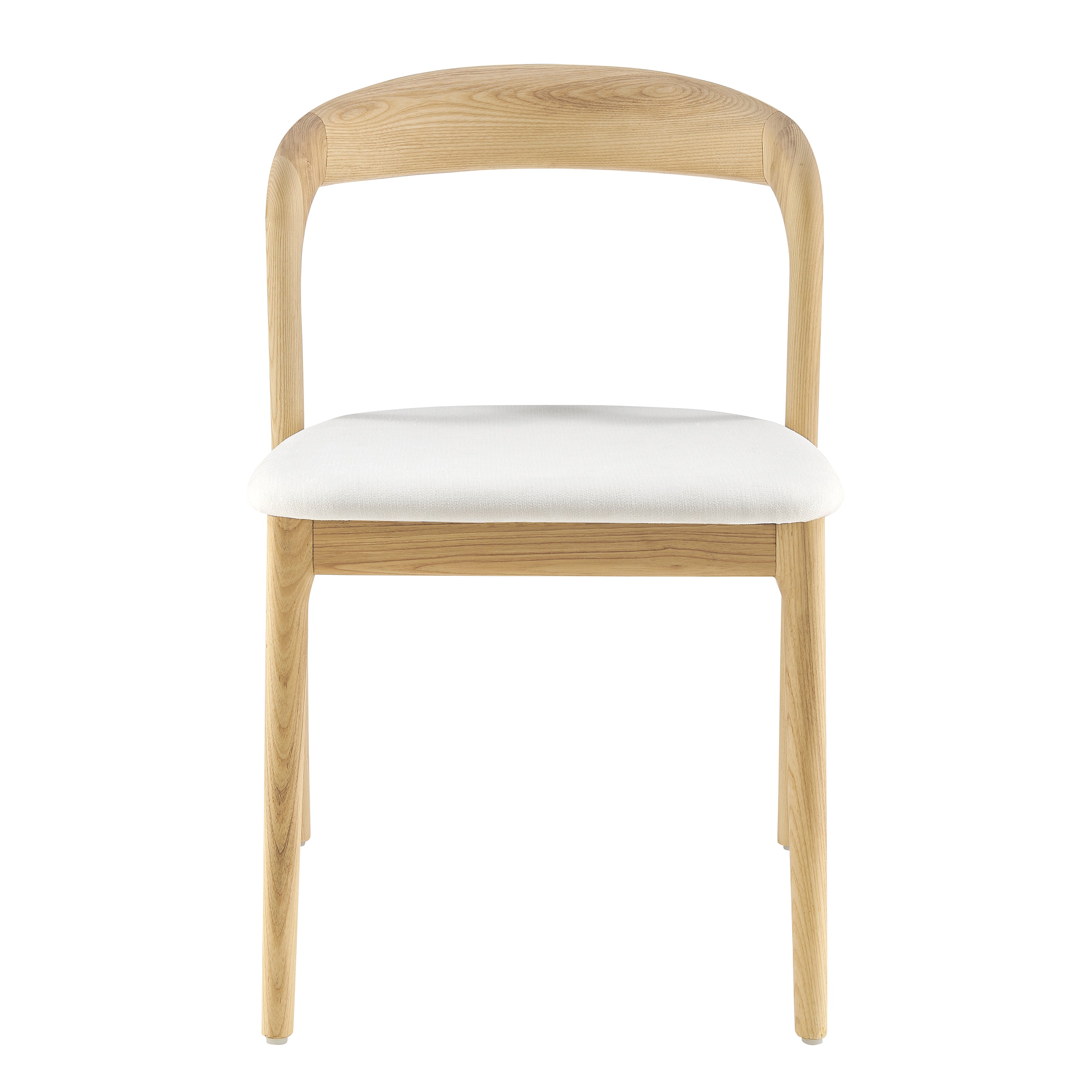 Euro Style Dining Chairs - Estelle Side Chair with White Fabric and Natural Ash Wood Frame - Set of 1