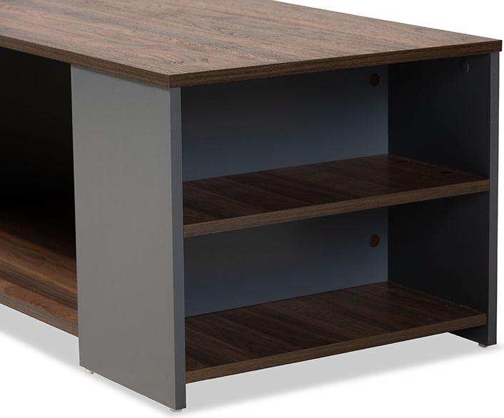 Wholesale Interiors Coffee Tables - Thornton Two-Tone Walnut Brown and Grey Finished Wood Storage Coffee Table