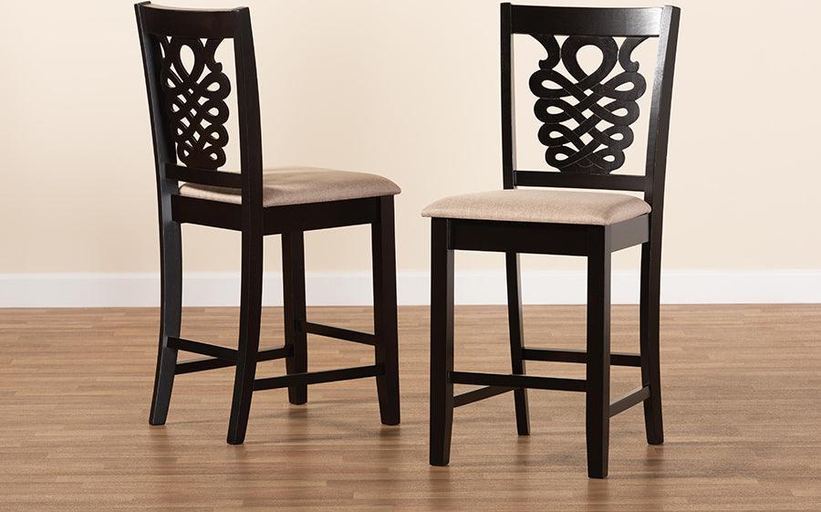 Wholesale Interiors Barstools - Gervais Counter Stool Sand & Dark Brown (Set of 2)