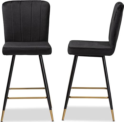 Wholesale Interiors Barstools - PrestonTwo-Tone Black and Gold Finished Metal 2-Piece Bar Stool Set