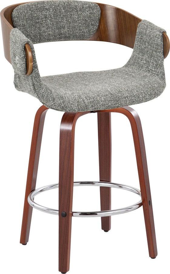 Lumisource Barstools - Elisa Counter Stool In Walnut & Grey Fabric (Set of 2)