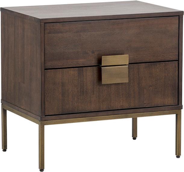 SUNPAN Nightstands & Side Tables - Jade Nightstand - Antique Brass - Dark Mango Brown