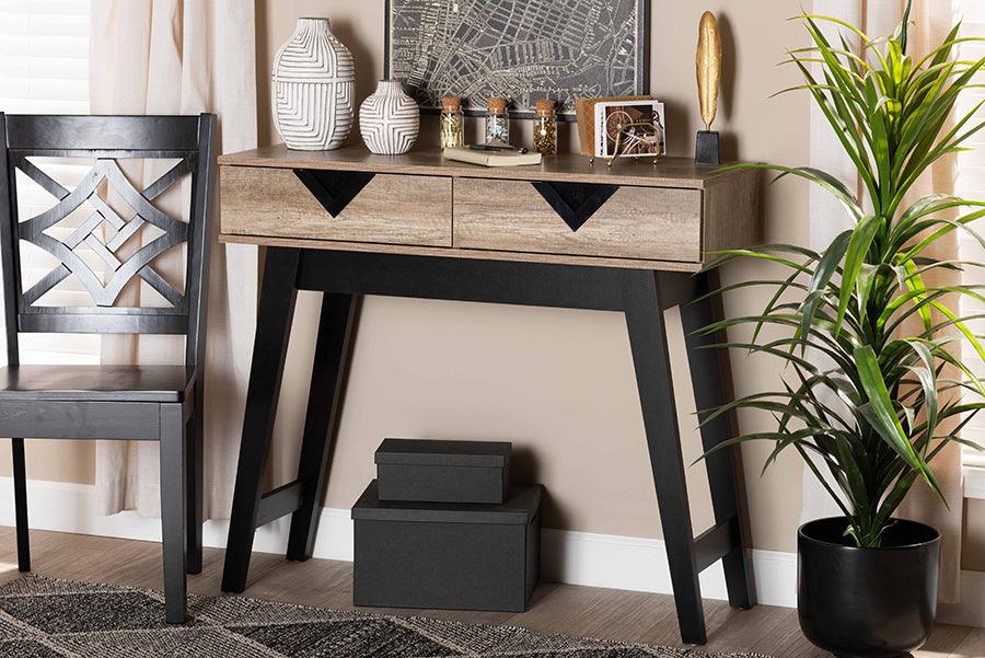 Wholesale Interiors Consoles - Wales Modern and Contemporary Light Brown Finished Wood 2-Drawer Console Table