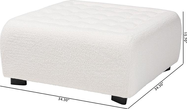 Wholesale Interiors Ottomans & Stools - Athena Modern Ivory Boucle Upholstered and Black Finished Wood Square Ottoman