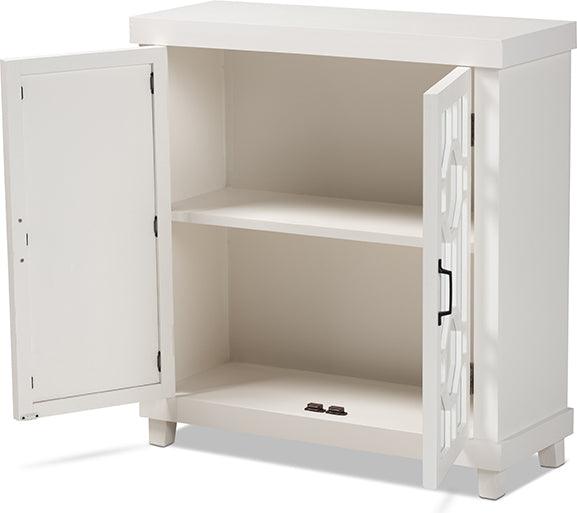 Wholesale Interiors Buffets & Sideboards - Carlena White Finished Wood and Mirrored Glass 2-Door Sideboard