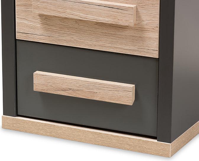 Wholesale Interiors Nightstands & Side Tables - Pandora Nightstand Dark Gray/Oak Light Brown