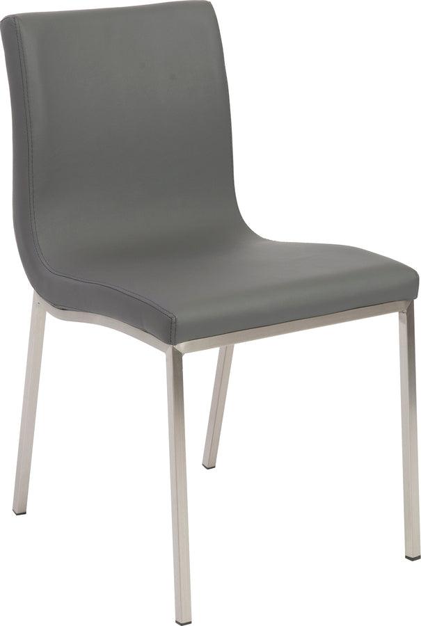 Euro Style Dining Chairs - Scott Side Chair in Gray with Brushed Stainless Steel Legs - Set of 2